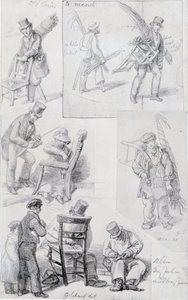 Stoelenmakers op de straten van Londen, 1820-30